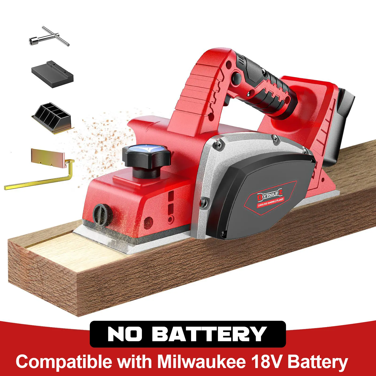 Cordless 3-1/4" Electric Hand Planer Power Tool, Milwaukee 18V Battery Compatible (No Battery), 15,000 RPM, Brushless Efficiency, Precise Material Removal, Precision Depth Adjustment, Portable Handle with Blades & Edge Guide for Woodworking