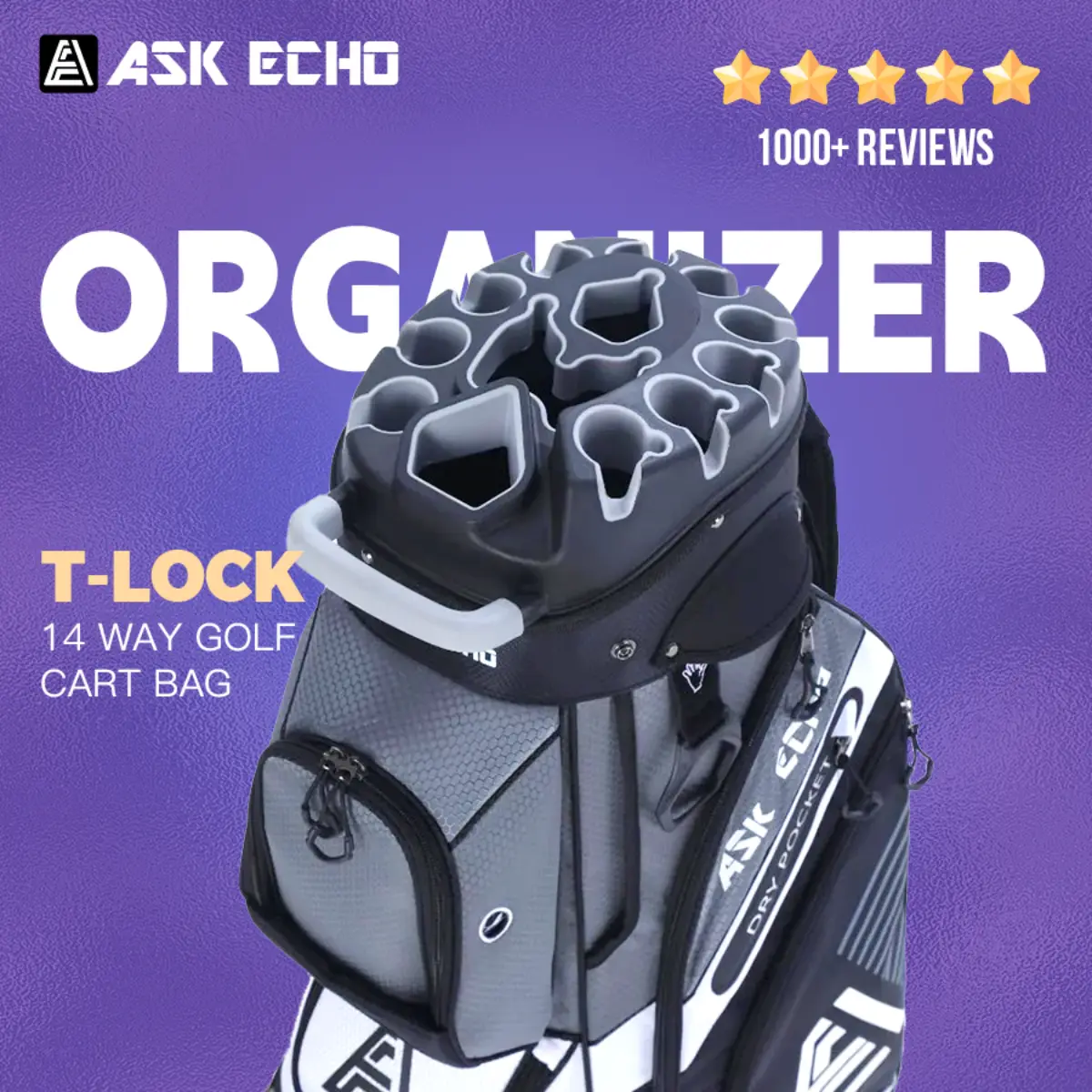 Ask Echo T-LOCK 2.0 14 Way Organizer Dividers Golf Soundless Cart Bag