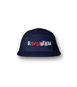 Revolution 5panel Hat in Navy/Red/White - Unisex, Soft-Structured, Low Profile Cap with Metal Eyelets & Nylon Strap Clip Closure