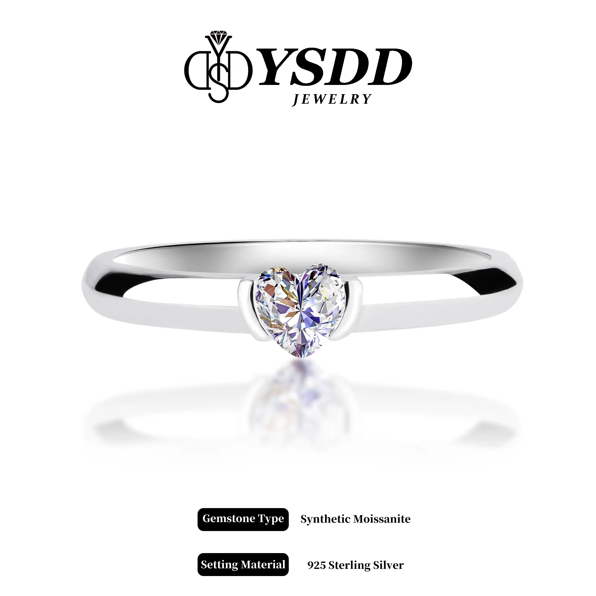 【#183 Sweetheart】Dainty Synthetic Moissanite Heart Ring in 925 Sterling Silver