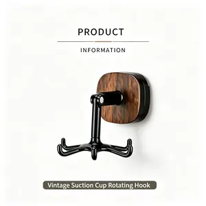 Vintage Suction Cup Rotating Hook - No Drilling, 360° Swivel, Heavy Duty Organizer for Bathroom, Kitchen, Entryway