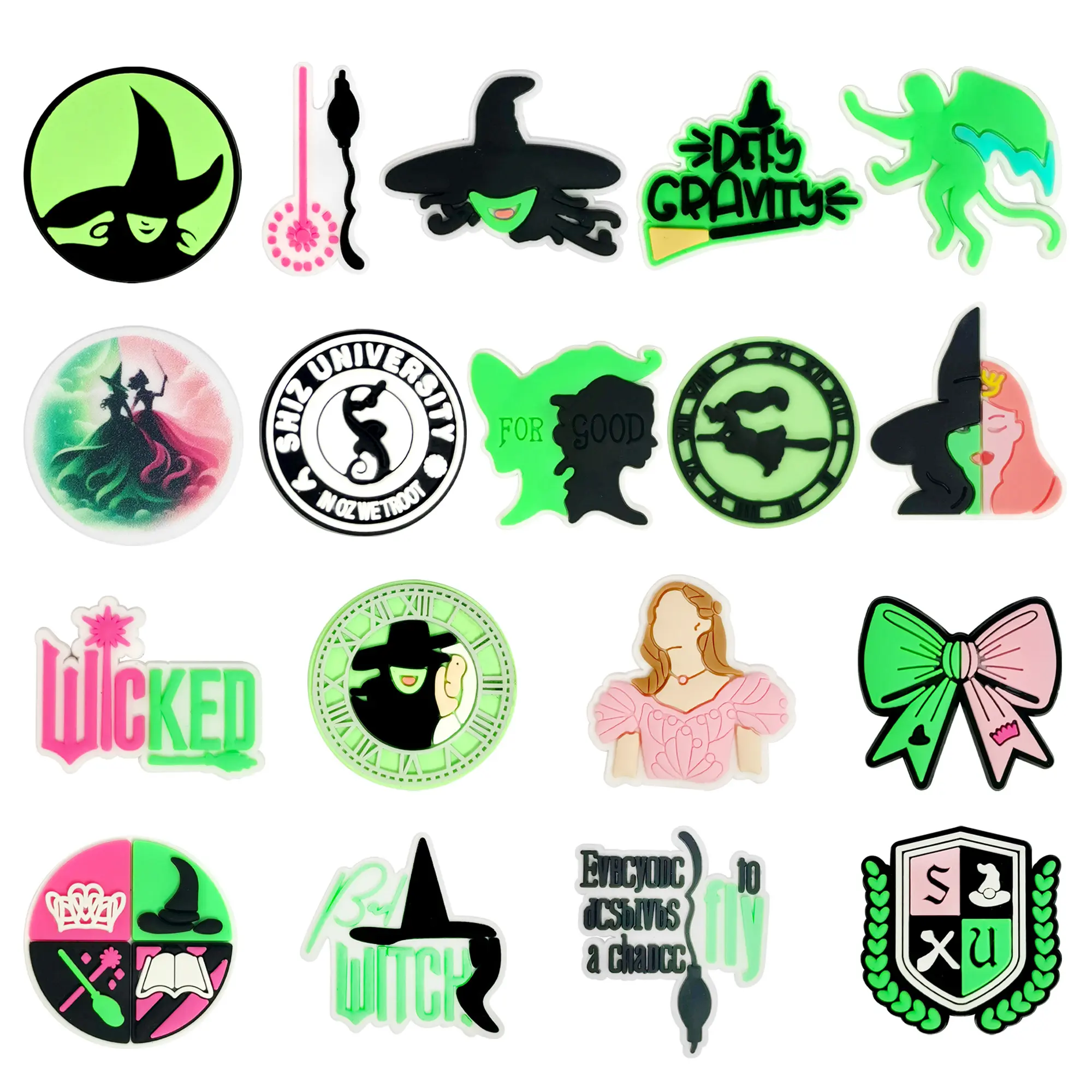 Cartoon witch Croc Shoe Charms for Kids Boys Girls Women Men PVC Wristband Sandals Clog Accessories Party Favor with Dragon and Character Designs