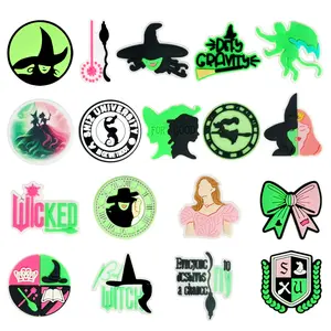 Cartoon witch Croc Shoe Charms for Kids Boys Girls Women Men PVC Wristband Sandals Clog Accessories Party Favor with Dragon and Character Designs