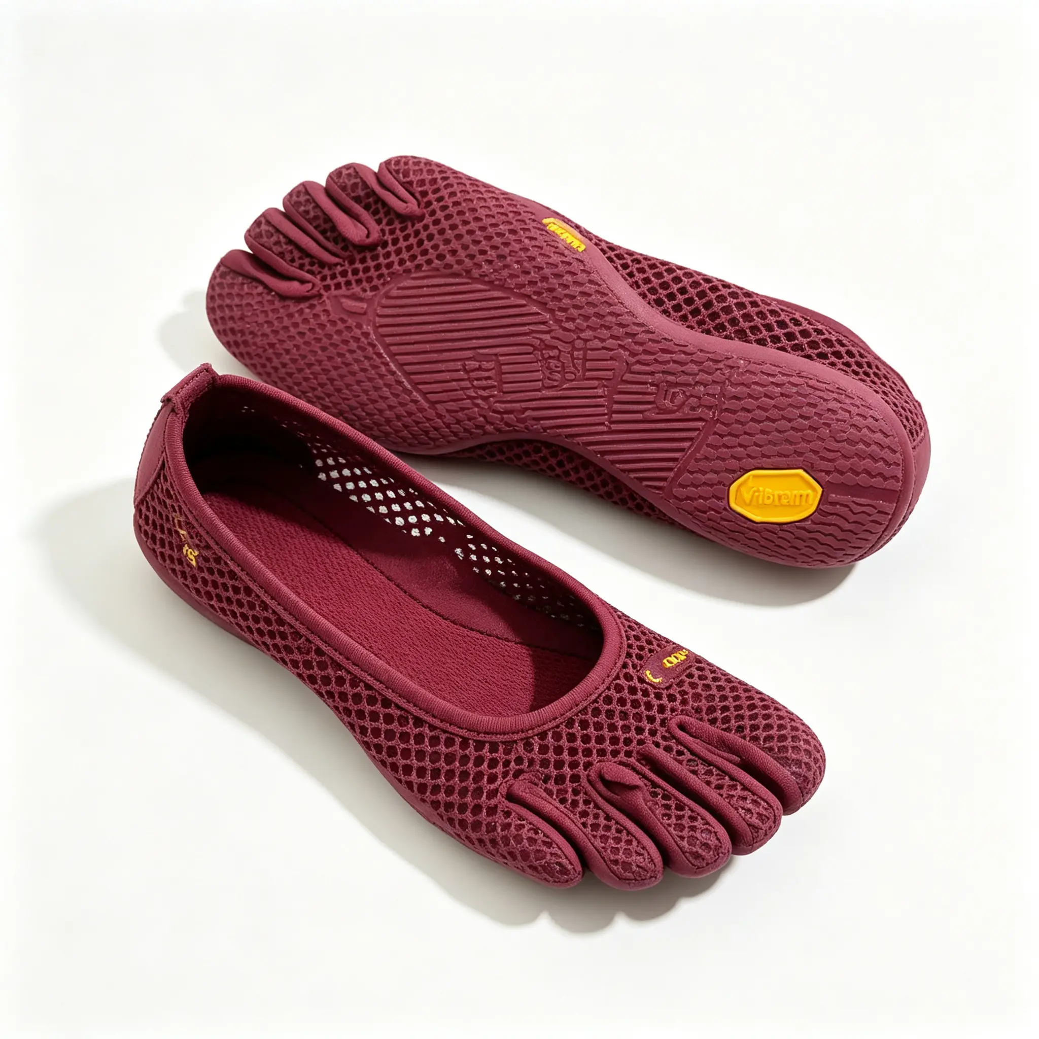 5-Toe Mesh Barefoot Water Shoes - Burgundy, Breathable, Quick-Dry, Slip-On, Lightweight, Flexible Sports Footwear for Beach, Yoga, Outdoor Training