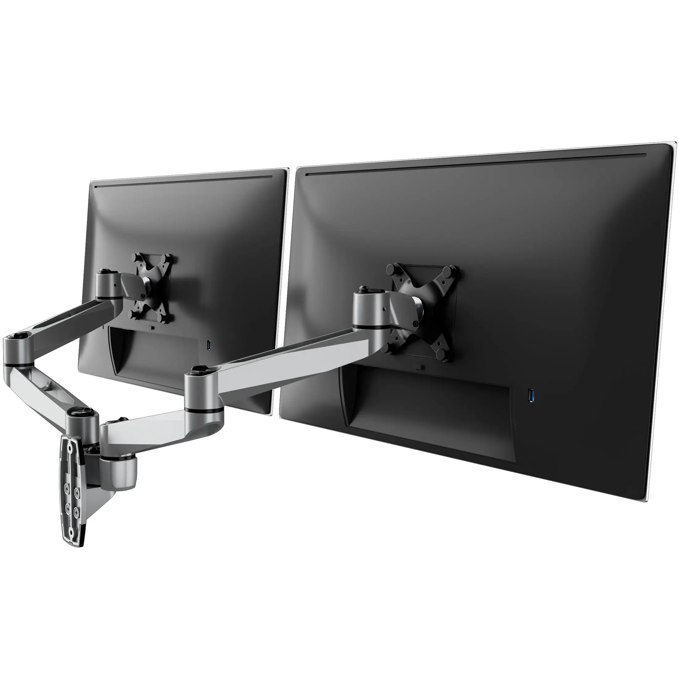 Mount-It! Dual Monitor Wall Mount Holder - Full Motion Dual Monitor Arm for 13-34 Inch Screens, 22 lbs Capacity Each, Swivel-Tilt-Rotate, VESA 75x75-100x100, Quick Connect for Content Creators, Gaming Setups