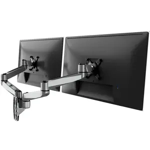 Mount-It! Dual Monitor Wall Mount for 13–34 Inch Screens, Full Motion Adjustable Monitor Arm, Holds 22 lbs Each, Swivel Tilt Rotate, VESA 75x75–100x100
