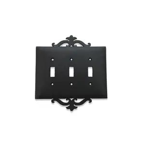 Classic Spanish Scroll Iron Triple Toggle Switch Plate SEPH231