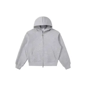 600 GSM Heather Grey Zip-Up Hoodie for Casual Wear Can be used with raincoat