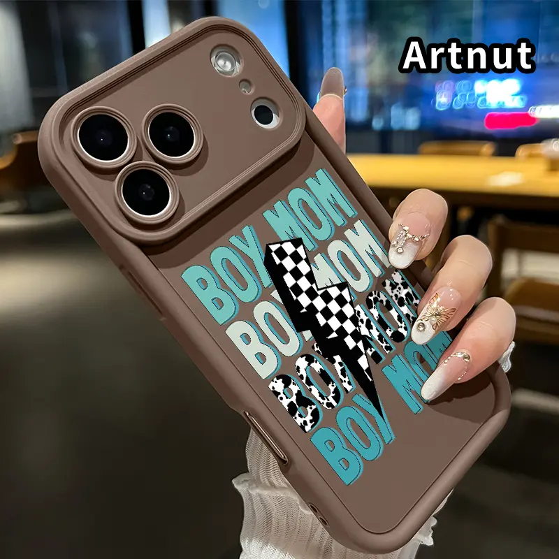 Silicone TPU Phone Case with Lens Protection, E-Boy Mom Vibe Pattern, Rugged Durable Soft Cover for iPhone 17 Pro Max, 16 Plus, 15, 14, 13, 12, 11, XR, Air – Mobile Phone Accessories for Girls
