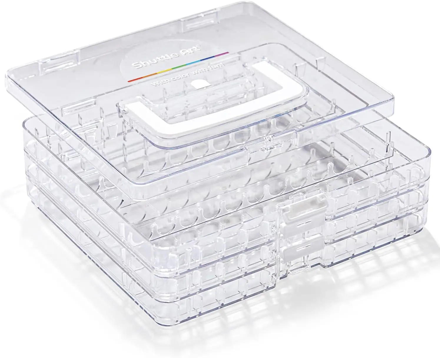 Markers Organizer,Shuttle Art Portable 3-Layer Transparent Storage Box for 36 Acrylic Markers, Stackable Pen Holder for Art Supplies,Ideal for Home, Office & School Desk Organization
