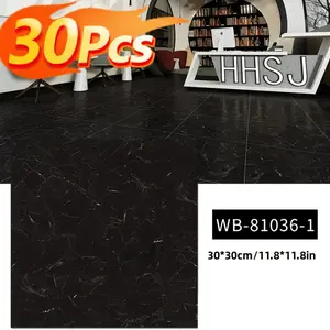 30Pcs PVC Self Adhesive Marble Floor Tiles, 1.5mm Thick Peel and Stick Vinyl Floor Stickers, Waterproof Removable Floor Decals For Kitchen Living Room Bedroom Rental House DIY Flooring Renovation tiktokshopspringglowup