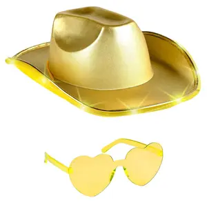 Gold Light Up Cowgirl Hats for Women Western - Stylish Cowboy Hats for Women - FUNCREDIBLE