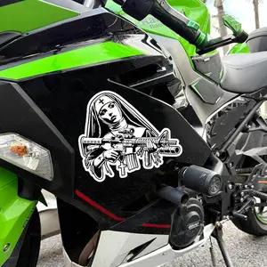Creative Cool Nun and Cross Motorcycle Sticker, Waterproof, Decorative Suitable for dome, fuel tank, helmet, car window