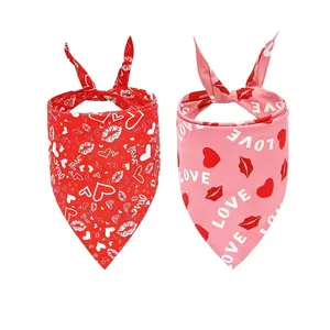Valentines Day Dog Bandanas Hearts Cute Design Triangle