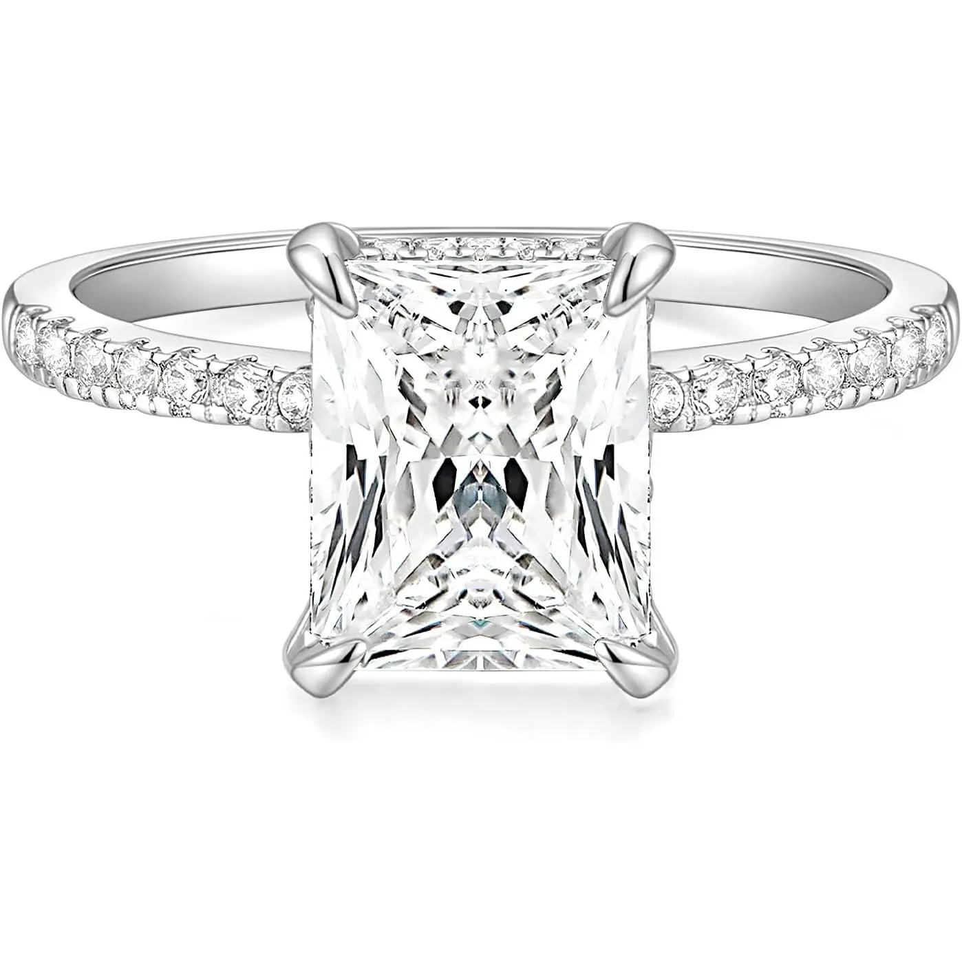 Engagement Ring for Women, Classic Minimalist Solitaire with Internally Flawless Radiant Cut Cubic Zirconia, Promise Band for Travel, Female, Traditional, Anniversary Gift, Flawless Stone, Anyone Who Wants A Replacement, Elegant, Fashion, Simple, Wedding,