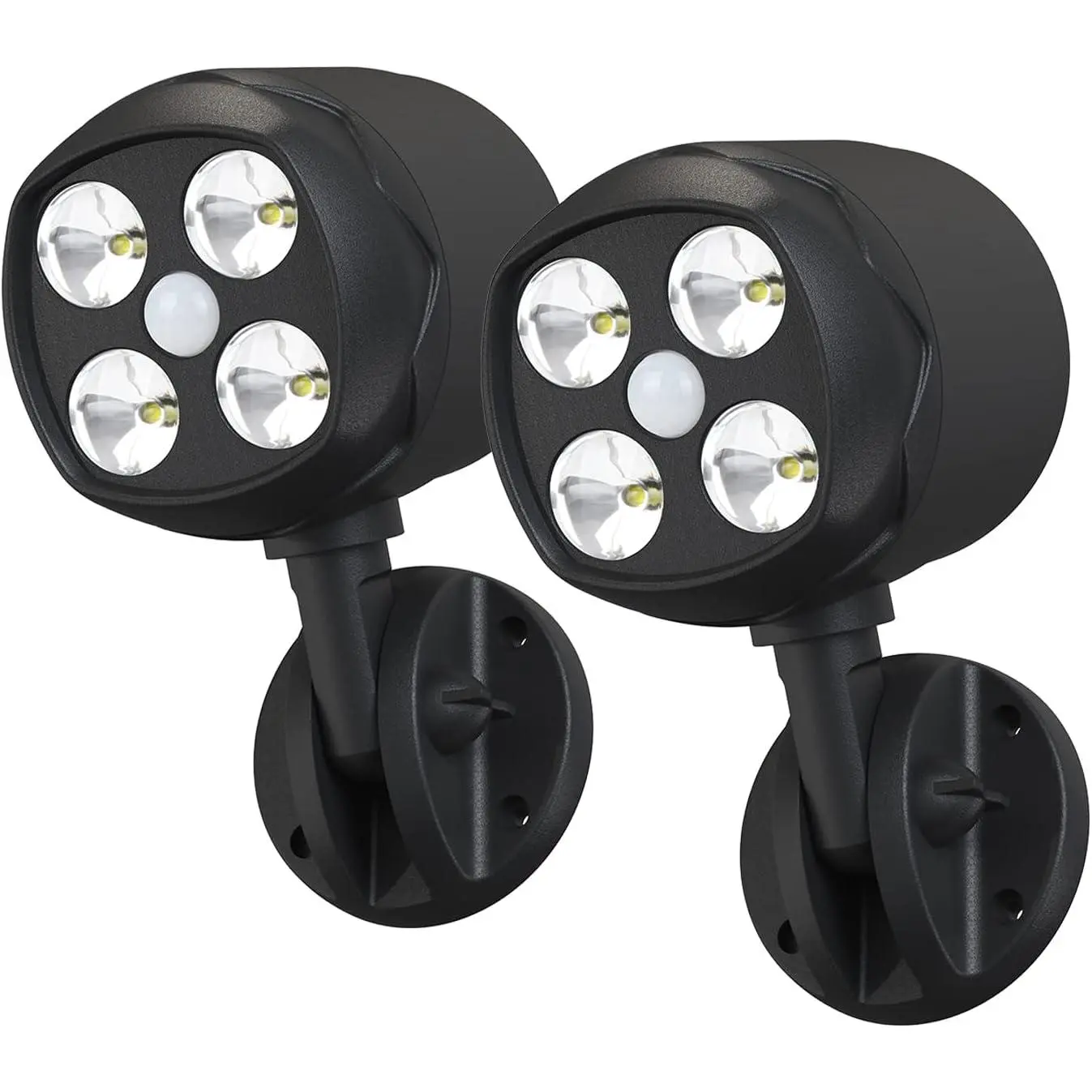 Motion Sensor Outdoor LED Security Lights Battery Operated 600LM 6000K Motion Detector Spotlight for House Outside Wall Black (2 Pack)