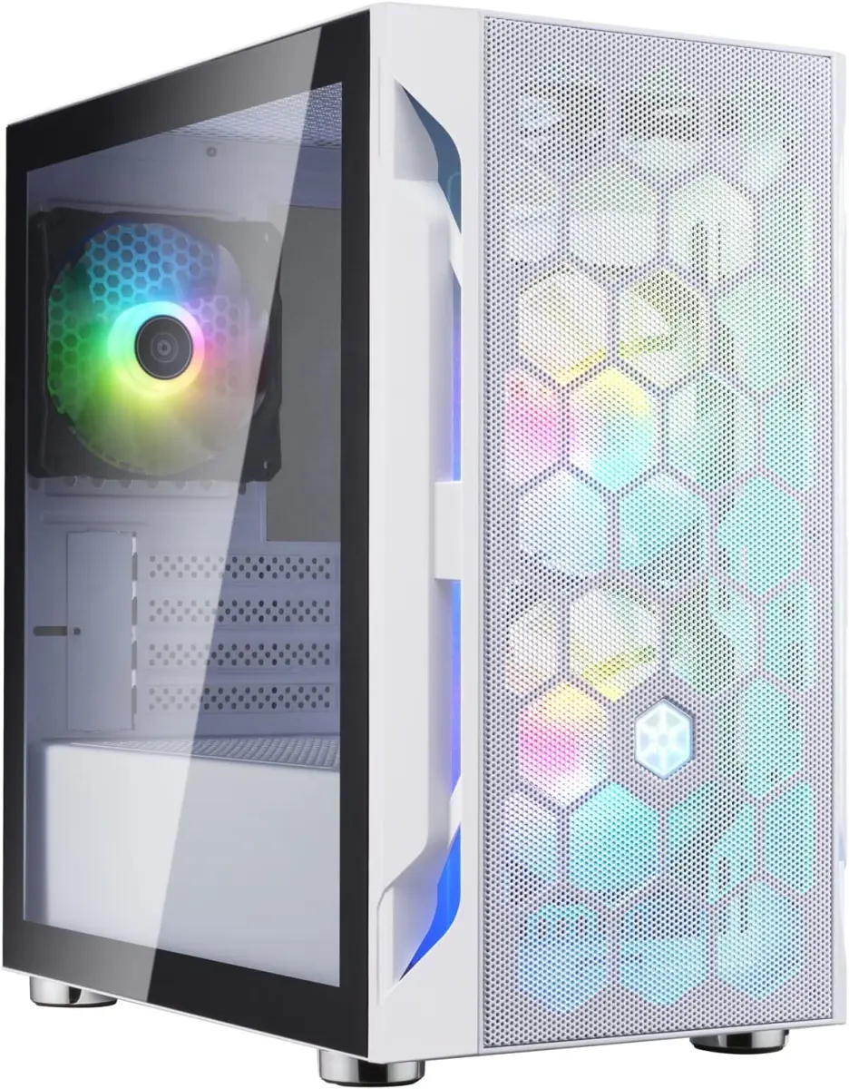 Silverstone Technology FAH1MW-PRO White Micro-ATX Tower Case with Tempered Glass & Three ARGB Fans