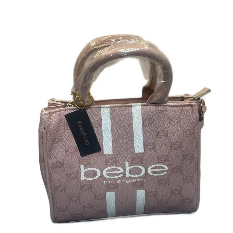 Bebe Los Angeles Women's Handbag with Logo Pattern and Striped Design
