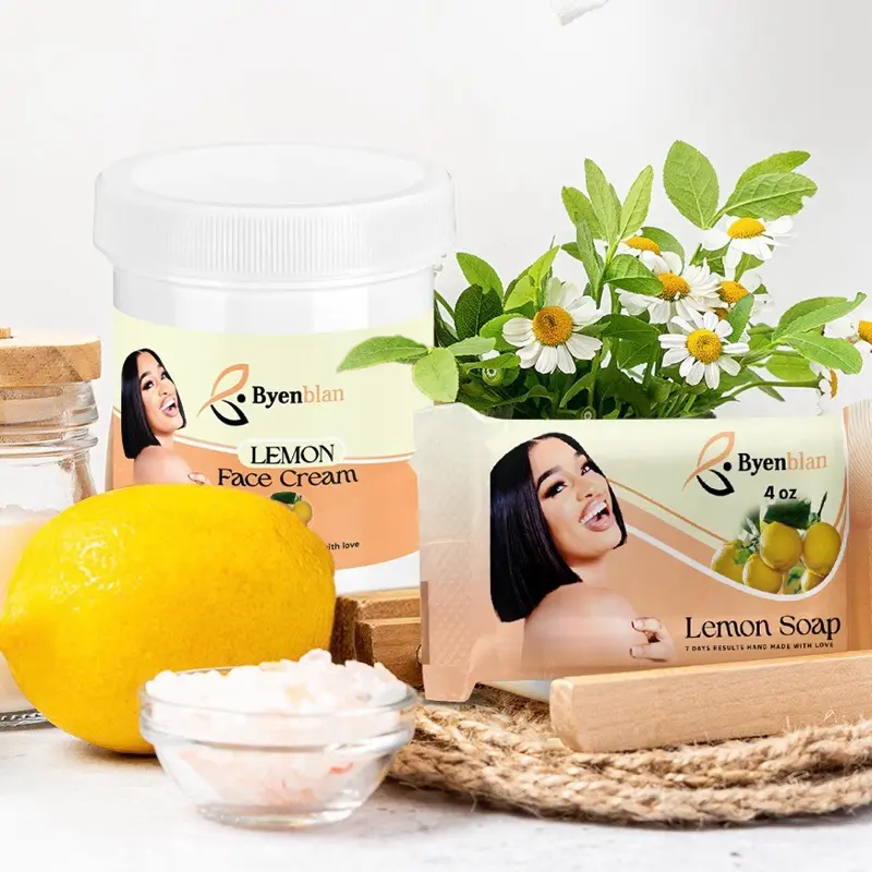 Byenblan- incomparable set Lemon Citrus Glow Face And Soap Cream | Exfoliate Gently 4oz face cream 7oz Soap