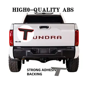 tailgate letters emblem overlay accessories Compatible with 2022 2023 2024 2025 TUNDRA Tailgate strong 3m adhesive Weatherproof ABS Decals Gloss black with red border Truck Sticker Vehicle