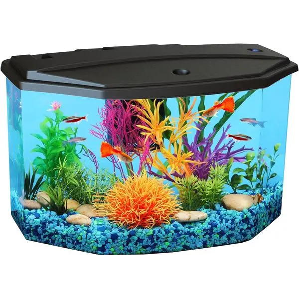 Koller Products Plastic 3-Gallon Aquarium Starter Kit with 4 Colors LED Lighting and Complete Filtration, Ideal for a Variety of Tropical Fish, Betta Fish, Tropical Fish, Cichlids, Ornamental Shrimp