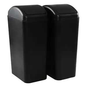 12 L Plastic Trash Can, Small Garbage Can with Swing Lid, 2 Packs