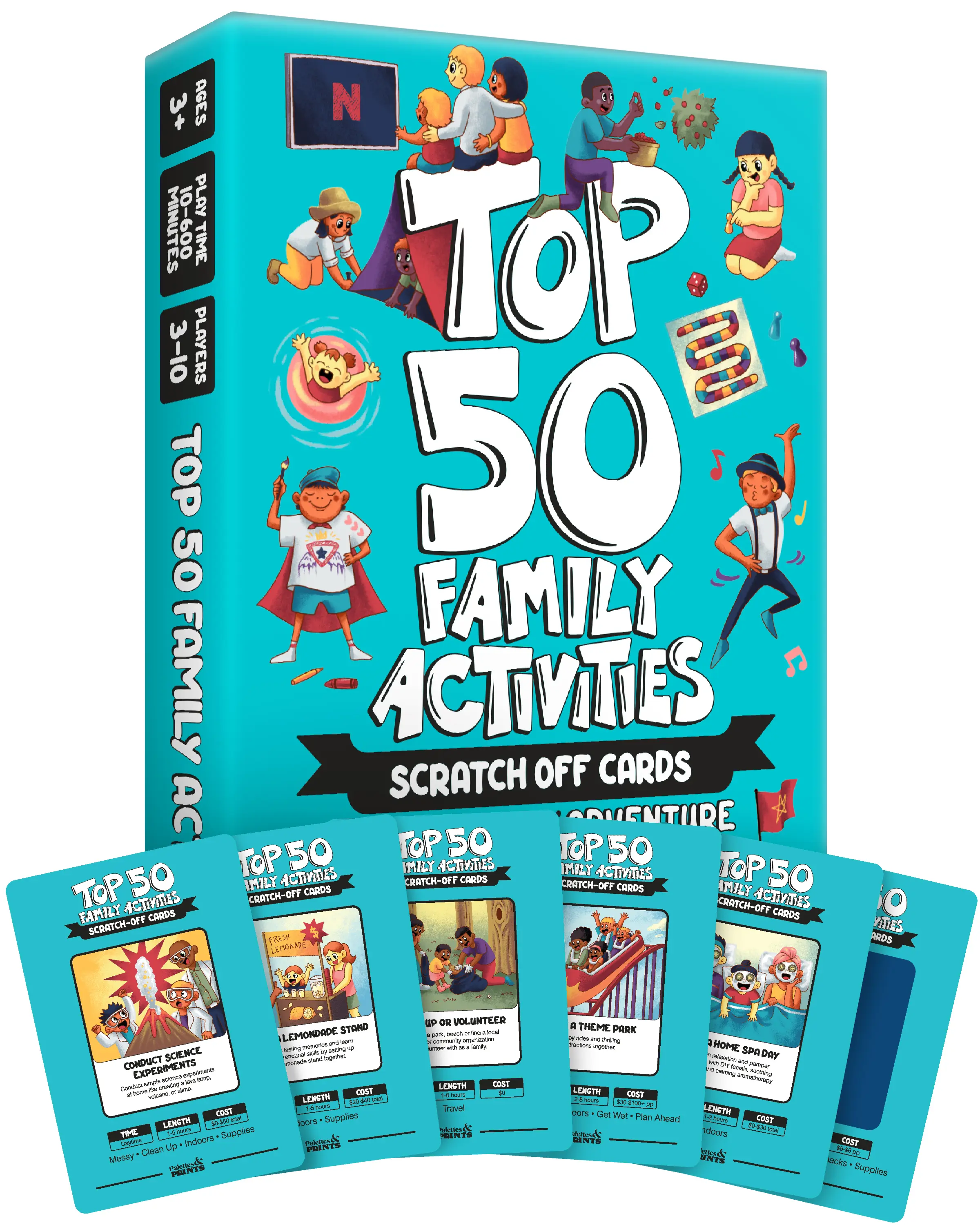 Palettes and Prints Top 50 Family Activities - 50 Fun Scratch Off Family Adventures and Family Games for Deep Bonding - Scratch Off Cards for Kids and Adults - Gifts for Family