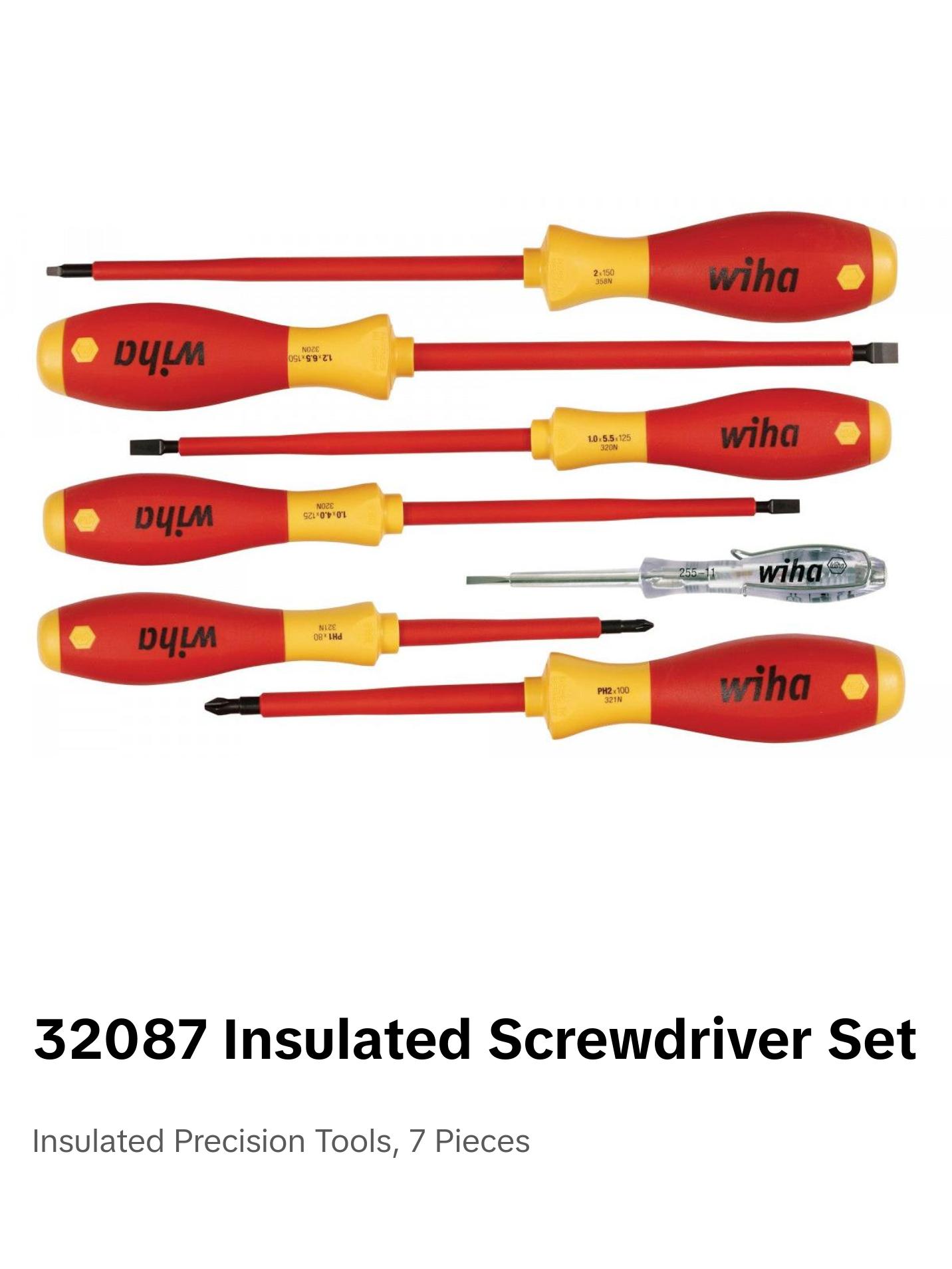 Wiha Tools 32087 Insulated Screwdriver Set, 7 Pieces