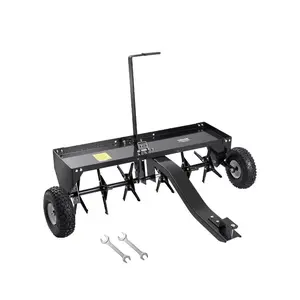 VEVOR Tow Behind Plug Aerator, 48 - Inch Tow Behind Lawn Plug Aerator with Universal Hitch, Pull Behind Aerator with Iron Spikes Alternately Arranged, Lawn Aerator Tow Behind for Gardens, Lawns, Farms