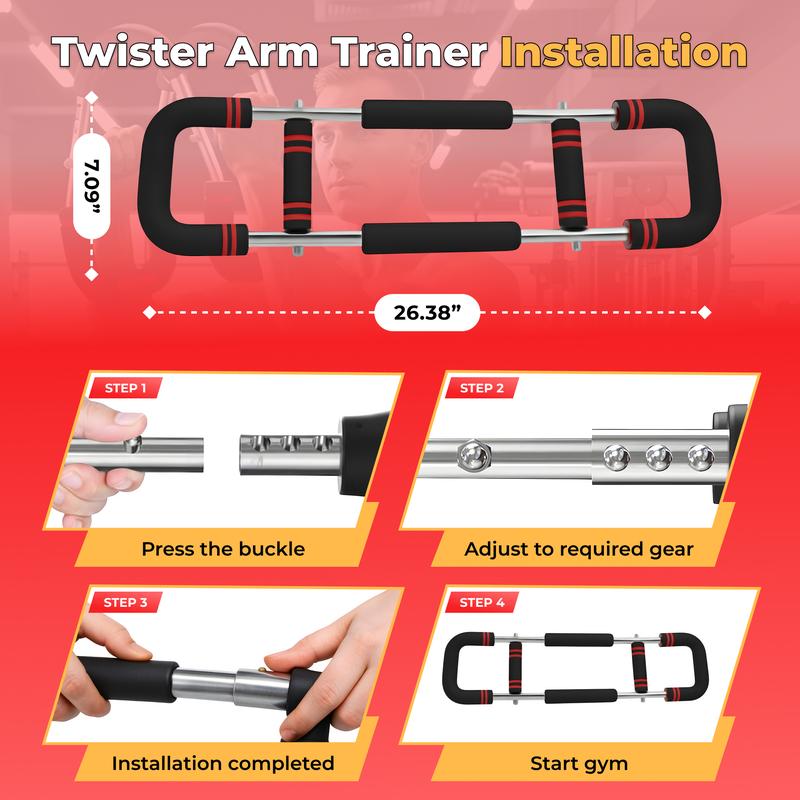 Twister Arm Trainer Adjustable Multi-functional Portable Arm Workout Tool for Chest Shoulders Strength & Back Built to Push Limits Includes Storage Bag