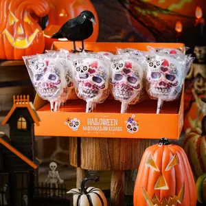 Halloween 3D Mexican Skull MarshmallowsLollipops Candy Suckers 24 Count IndividuallyWrapped Party Favors Pack Spooky SugarCalavera Goodie Bags Gift Tray BasketsDecorations Dia de los Muertos Trick or TreatSweet Snack for Kids and Adults