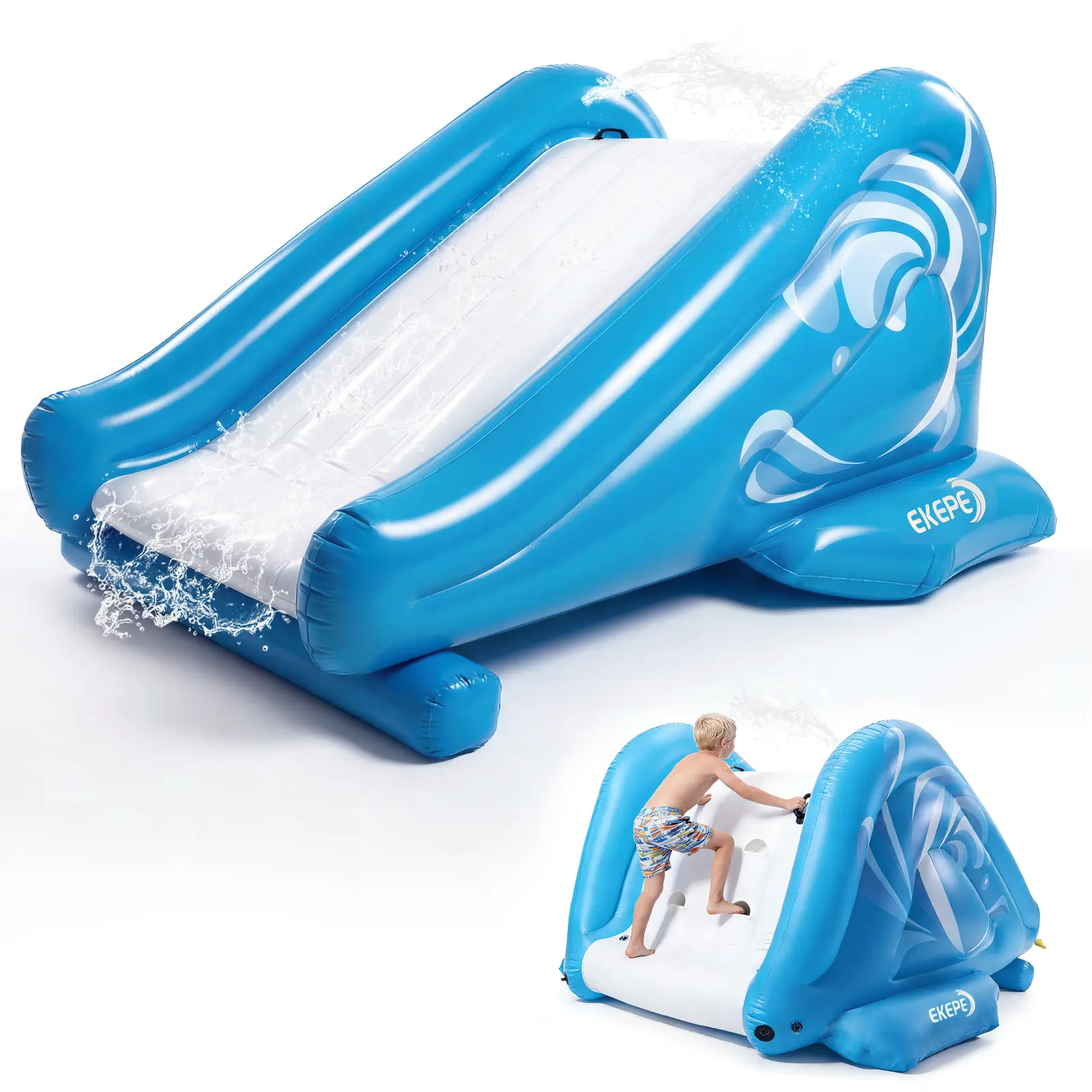 Inflatable Water Slide Swimming Pool Play Center for Kids Ages 6 and Up, Blue Inflatable Water Slide Swimming Pool Play Center for Kids Ages 6 and Up, Blue