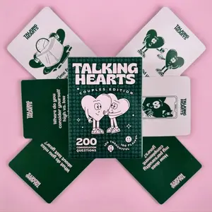 Talking Heart Conversation Cards Couple Card Game for Date Night and Travel Adventures, Perfect Gift for Couples, 200 Questions and 2 Wildcards, Party Table Game
