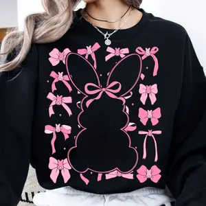[SALE UP TO 45%] Pink Easter Coquette Bunny SweatShirt, Floral Spring, Available Size S to 3XL for men and women