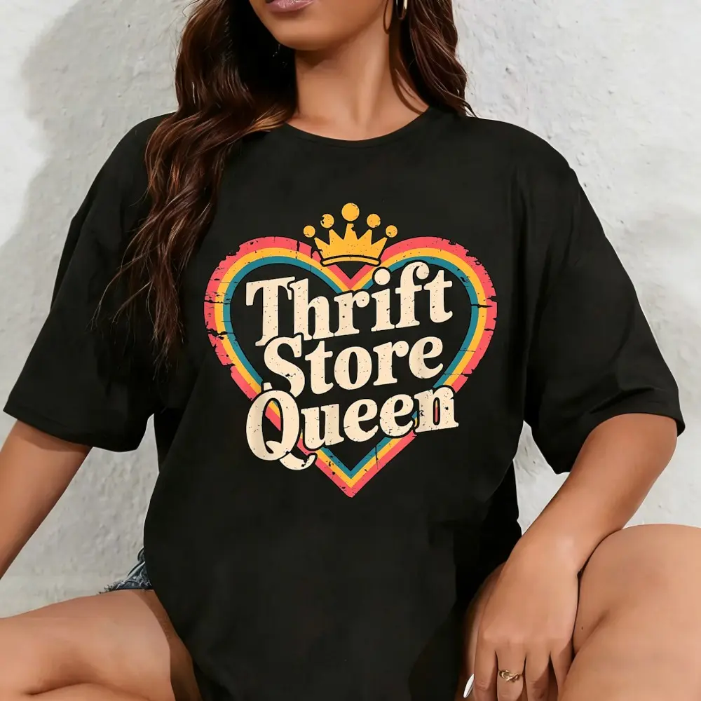 Women's 100% Cotton Round Neck Short-Sleeve Oversized Tshirt - Breathable Tropical Beach Top for Outdoor Thrifting