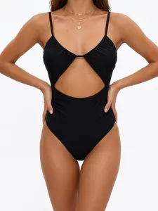 Sunkiss 3 Piece Solid Black Triangle Bikini Set with Fringe Mini Skirt Cover Up, Halter High Cut Slimming Swimsuit for Women Night Beach Party & Exotic Vacation