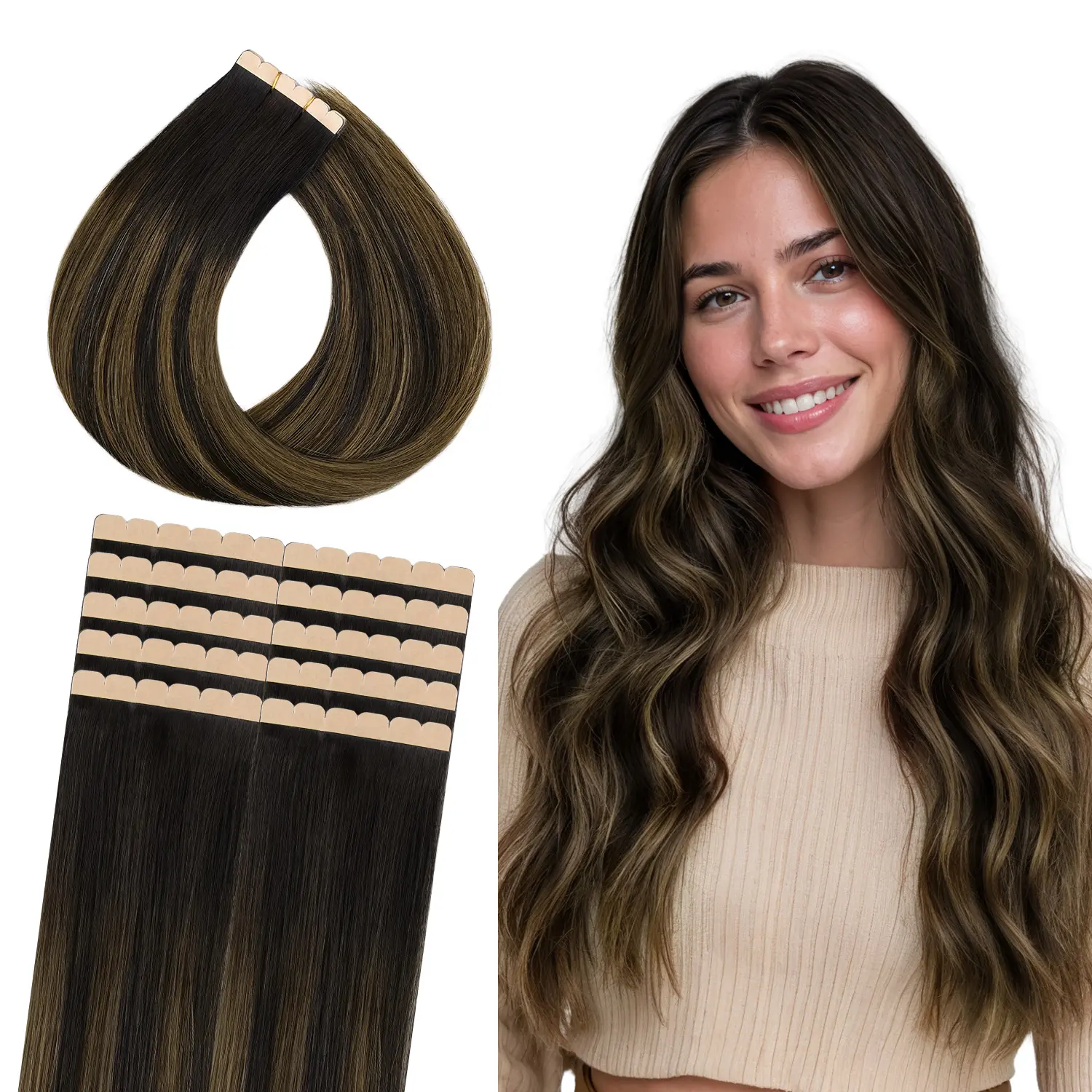 #1B/6/1B Balayage Natural Black to Chestnut Brown