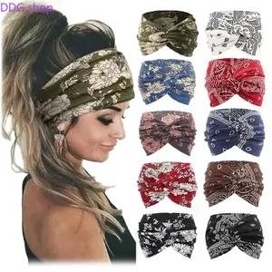 10PC Sports Elastic Wide-brimmed Headband Unisex Soild Color Knotted Soft Anti-slip Warm Turban Bandana Elastic Hairband