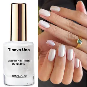 Tinovo Uno Shell White Glitter Nail Polish 12ml, No-Bake Quick-Dry Formula, Long-Lasting Glossy Shine, Salon-Quality Manicure, Durable and Convenient, Nail Art, Nail Care