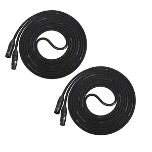 LyxPro 15 Feet XLR Microphone Cable - Black (2 Pack)