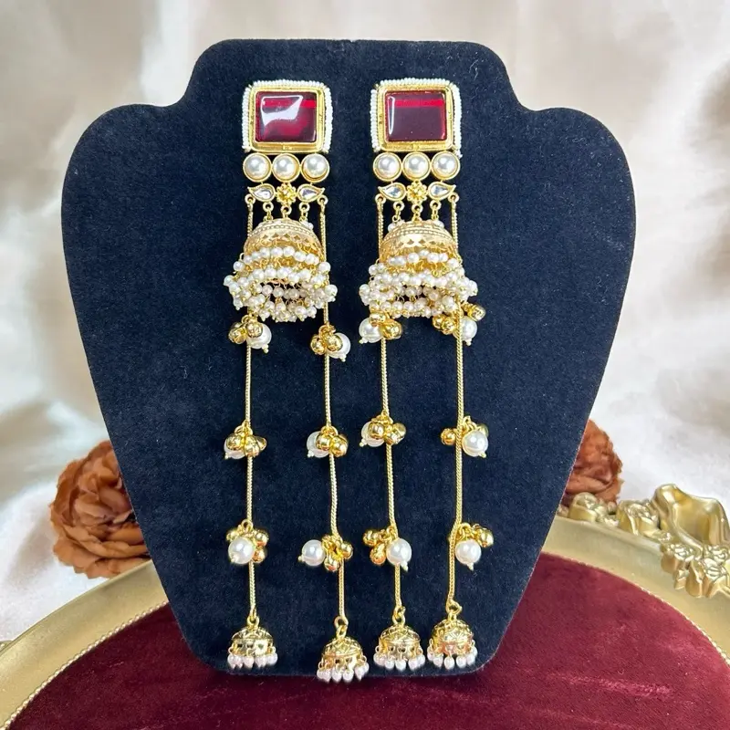Gorgeous Gold Plated Kashmiri Jhumka Earrings