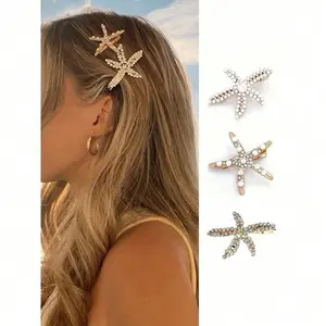 3pcs Vintage Faux Pearl Decor Starfish Shaped Hair Clip Stylish Hair Bun Maker Accessory, Suitable For Women And Girls For Daily Wear ,Flat Claw Clip, Claw Clips, Clips For Hair, Hair Slide, Hair Claws, School Stuff