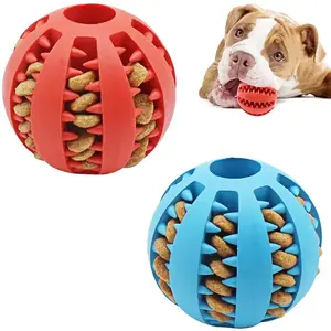 Interactive Rubber Dog Ball Toy for Small Dogs - Elastic Chew Toy for Puppies, Tooth Cleaning and Food Dispensing Accessory CDDMPET