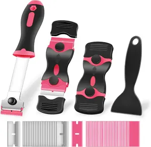 4 Pack Razor  Scraper,  Cleaning Scraper Tool with 50 count Metal & Plastic , Multi-Purpose Glass Scraper for Windows, Sticker, , Cooktop,  Removal ()
