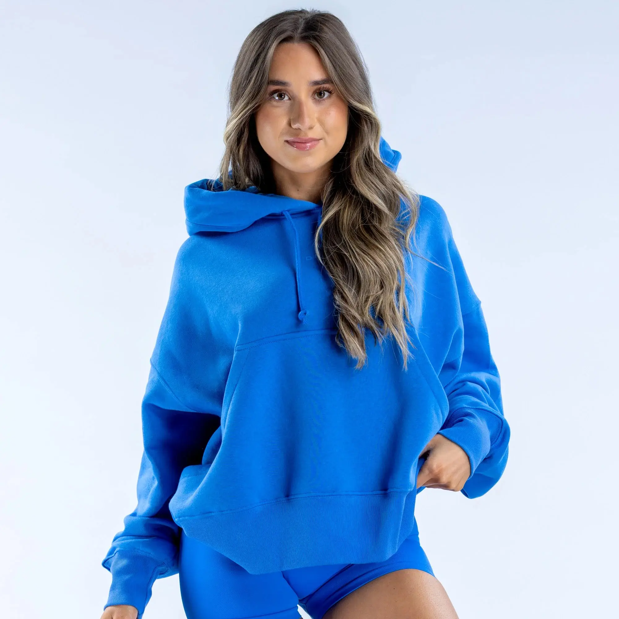 D.F.Y.N.E Signature Hoodie Oversized Boxy Fit Gym Training Pullover with Drawstring Hood & Front Pocket