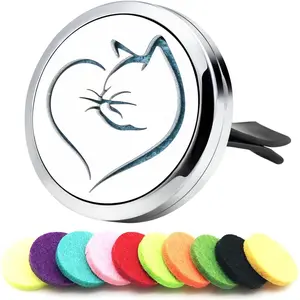 Essential Oil Car Diffuser Vent Clips Love Cat Car Diffuser Aromatherapy Vent Clip Air Freshener Car Accessories for Women with 10 Refill Pads