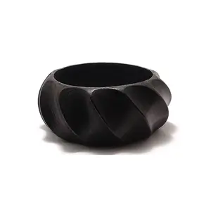 IN421-13: Wood Bangle Black With Twist 37mm