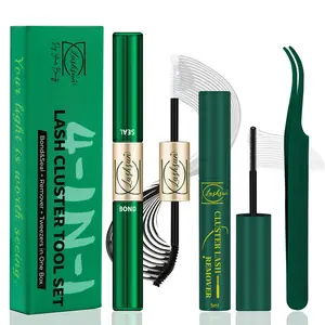 LASHSUN Lash Cluster Glue Bond and Seal Kit with Lash Glue Remover and Tweezers Long-Lasting, Waterproof Diy Lash Clusters For DIY Eyelash Extension At Home Use Beginners Friendly Kit 4-in-1