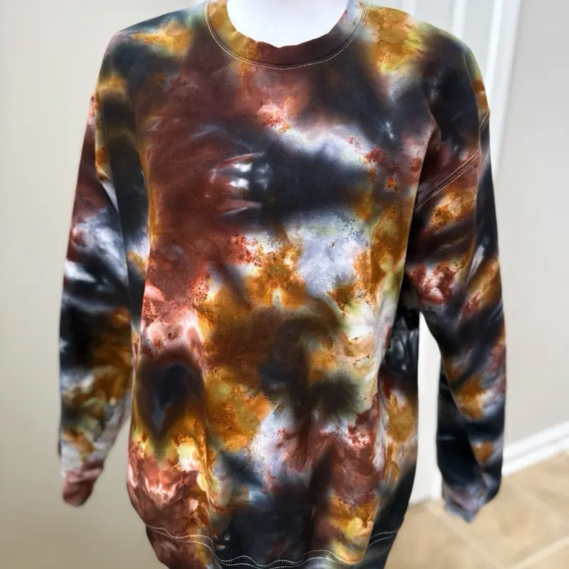 Dark Harvest Ice Dye Crewneck Sweatshirt - Unique Hand-Dyed Design True to Size One-of-a-Kind Fashion