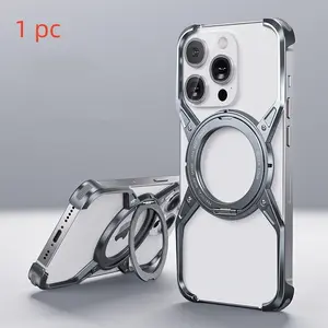 Fashion Aluminum Alloy Magnetic Phone Case, Shockproof Phone Cover, Phone Protection Cover, Heat Dissipation, Wireless Charging, Compatible with iPhone 13 14 15 17 Pro Max